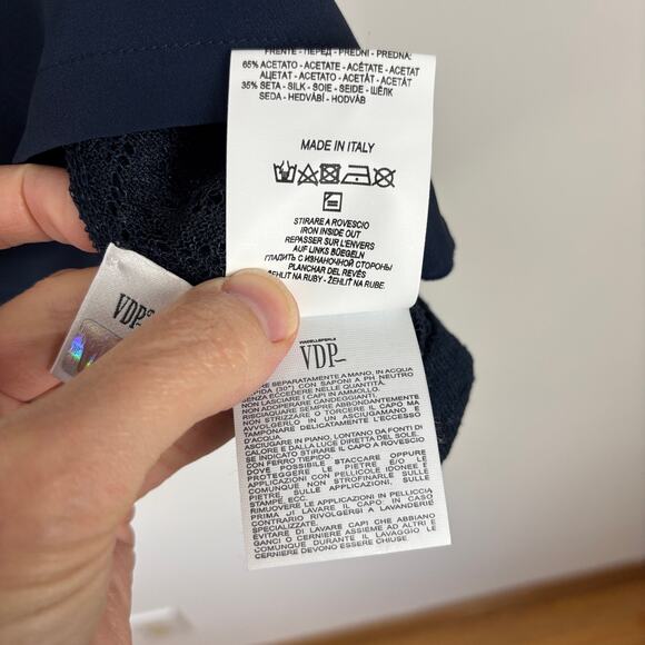 VDP Via Delle Perle NEW Blue Sleeveless Blouse Tank Top IT 42 Linen Silk Blend - Picture 9 of 11